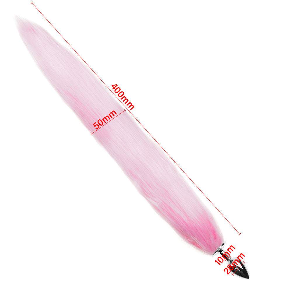 Juego de tapón anal con orejas y cola de zorro rosa