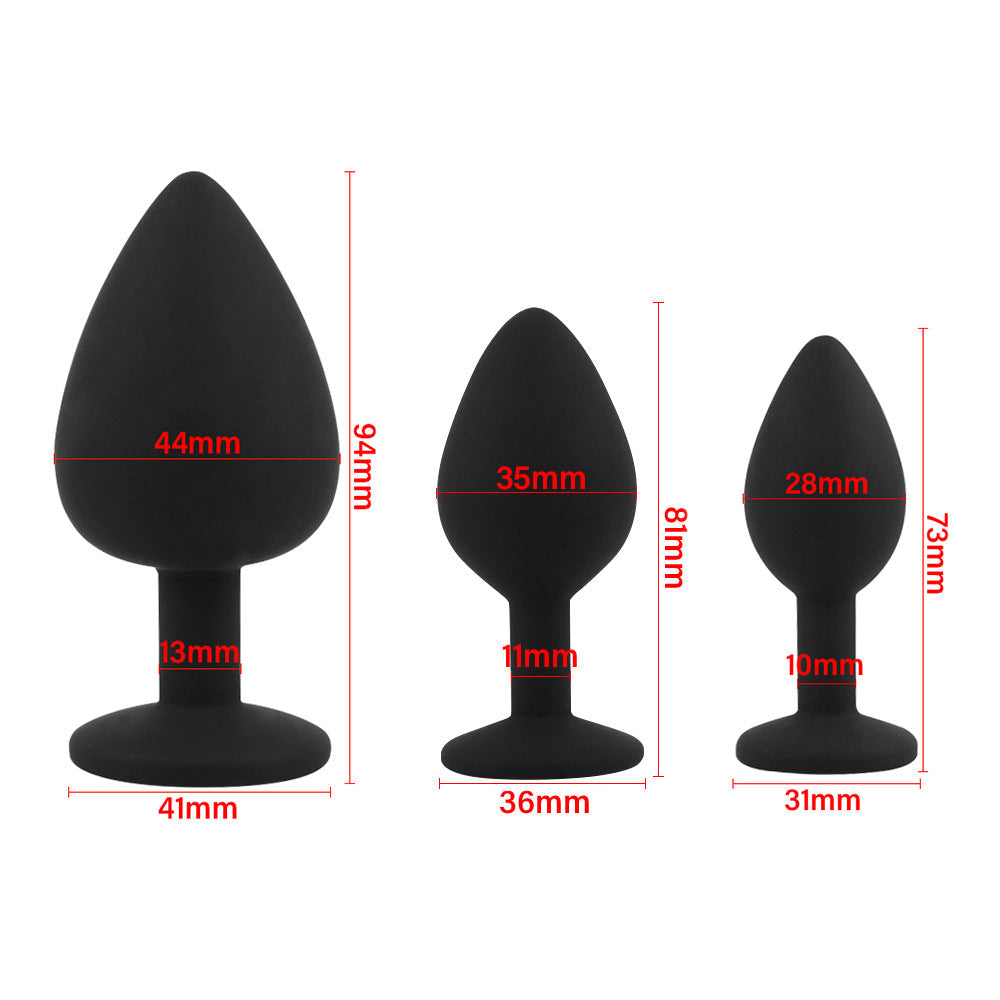 Lilafarbenes Buttplug-Set aus Silikon mit Diamant