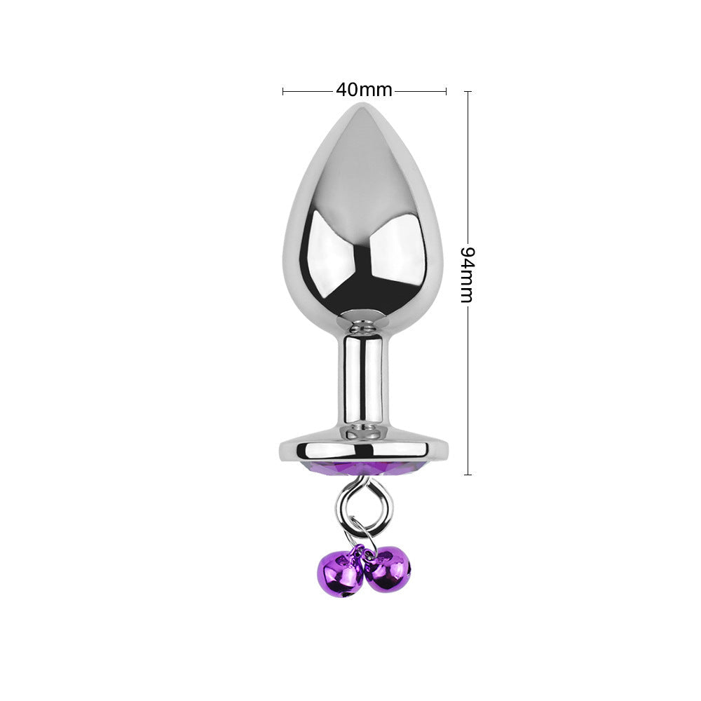 Lilafarbener Analplug mit Juwelen, Glöckchen und Leine