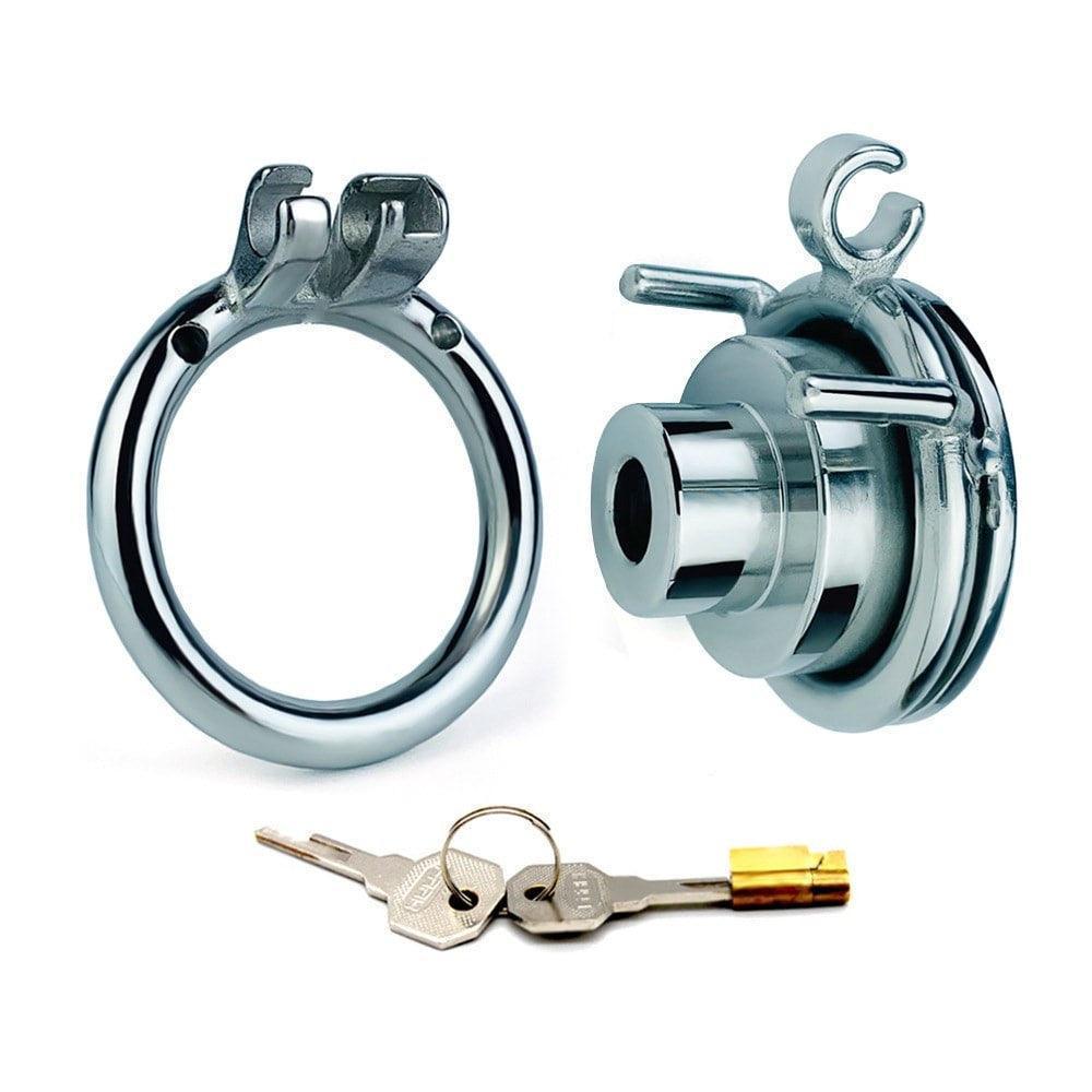 Male metal chastity cages, BDSM gear, male chastity devices, penis cage, pissing tube , gay BDSM, bondage and discipline, chastity play, metal cock cage, kinky sex toys, metal plastic erotic flat inverted cage, submissive play, chastity sub dom, sissy