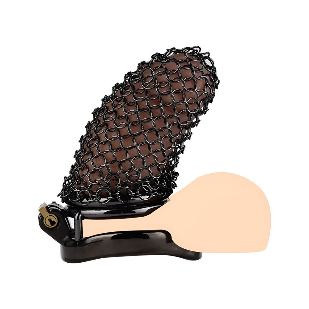 This flat chastity cage is a must-have for cuckold training, designed for those who practice femdom chastity with a secure male chastity cage fit." "Dieses flache Chastity Cage ist ein Muss für Cuckold Training, entwickelt für diejenigen, die Femdom Chas