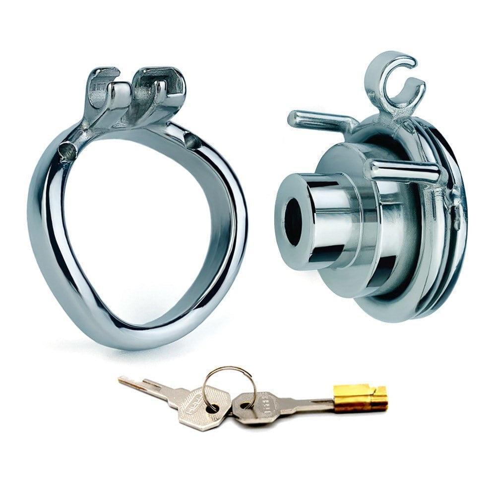 Male metal chastity cages, BDSM gear, male chastity devices, penis cage, pissing tube , gay BDSM, bondage and discipline, chastity play, metal cock cage, kinky sex toys, metal plastic erotic flat inverted cage, submissive play, chastity sub dom, sissy