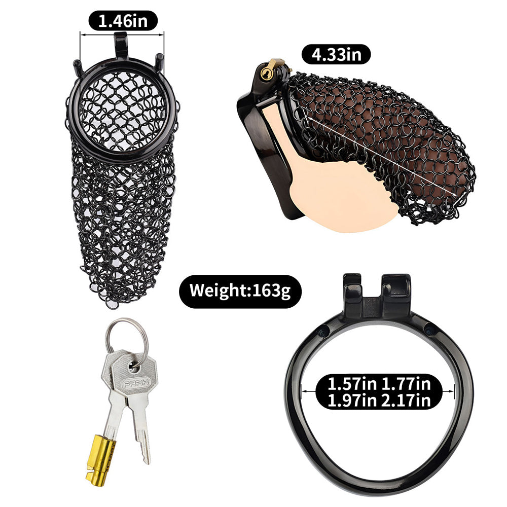 This flat chastity cage is a must-have for cuckold training, ensuring a tight and secure lock for those into femdom chastity." "Dieses flache Chastity Cage ist ein Muss für Cuckold Training und gewährleistet ein enges und sicheres Schloss für diejenigen,