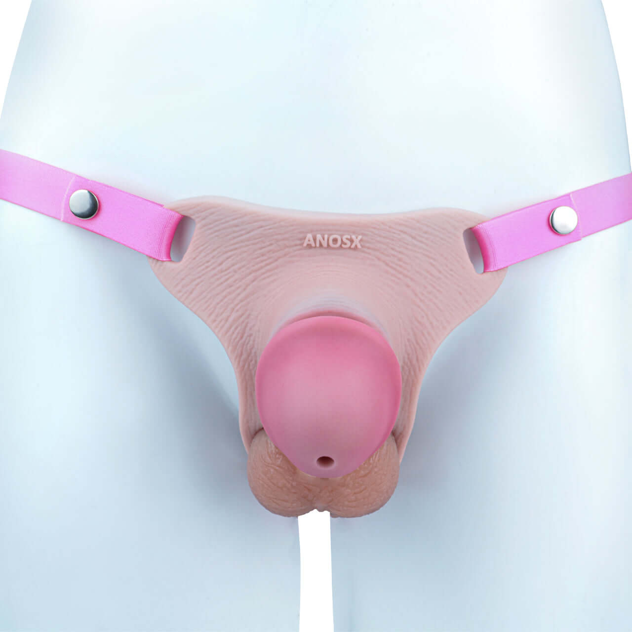 Pink Silicone Chastity Cage - Penis Profile - Full Exposure