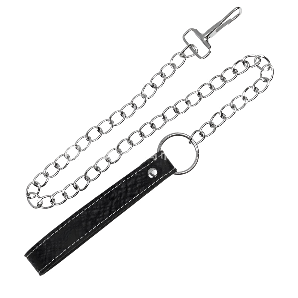 Roter Analplug mit Juwelen, Glöckchen und Leine