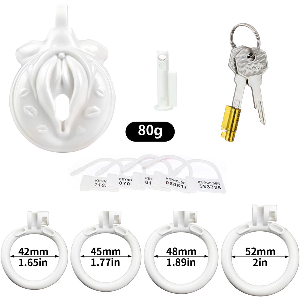 The sissy chastity cage, flat chastity cage, and femboy chastity devices are ideal for those seeking both security and style." "Das Sissy Chastity Cage, flaches Chastity Cage und femboy Chastity Geräte sind ideal für diejenigen, die sowohl Sicherheit als