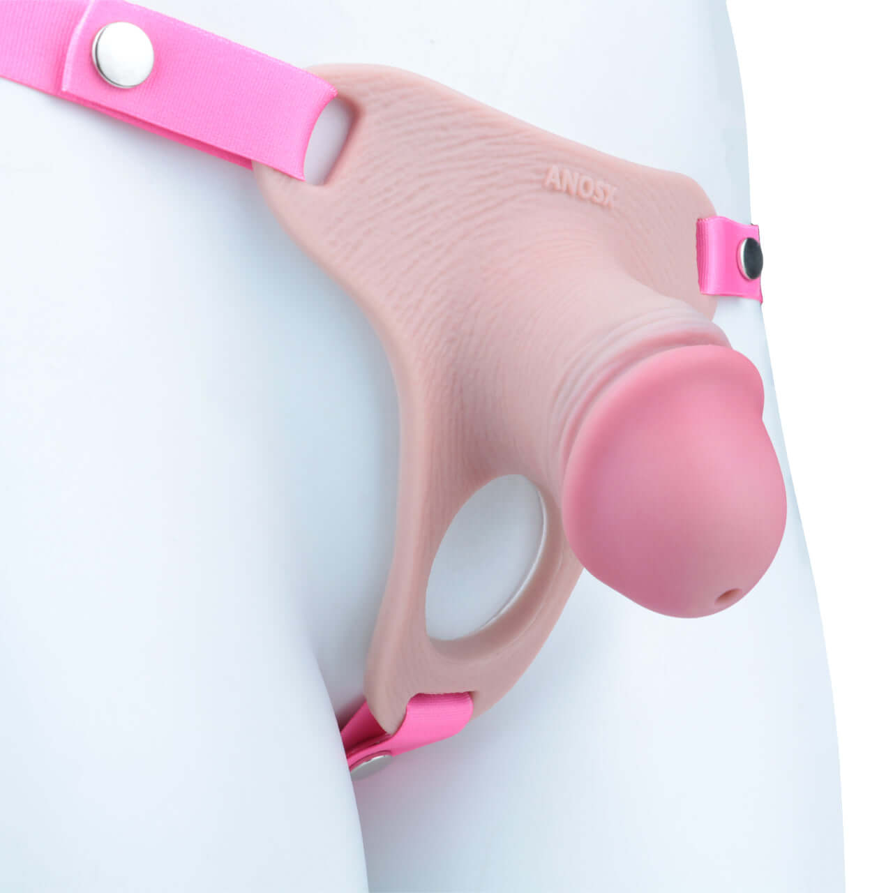 Pink Silicone Chastity Cage - Penis Profile - Full Exposure