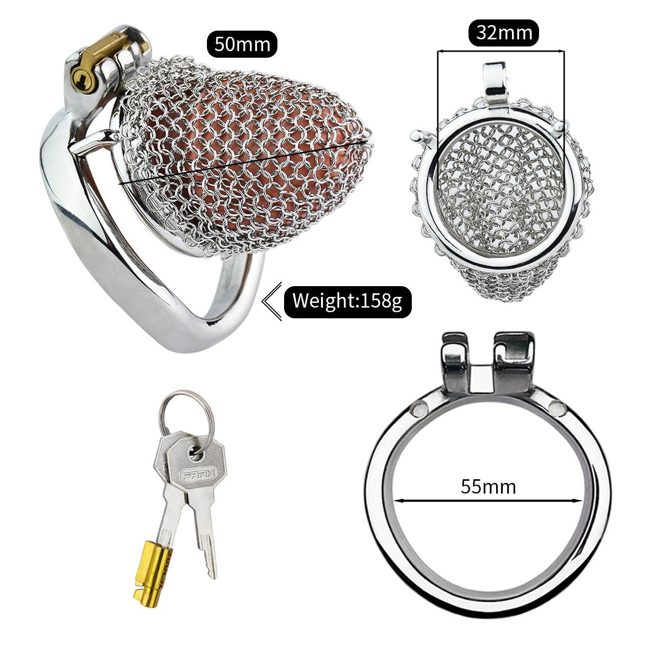 Keuschheitskäfig aus Metall – Atmungsaktives Netz – S