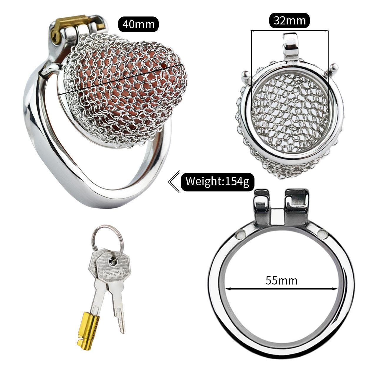 Keuschheitskäfig aus Metall – Atmungsaktives Netz – XS