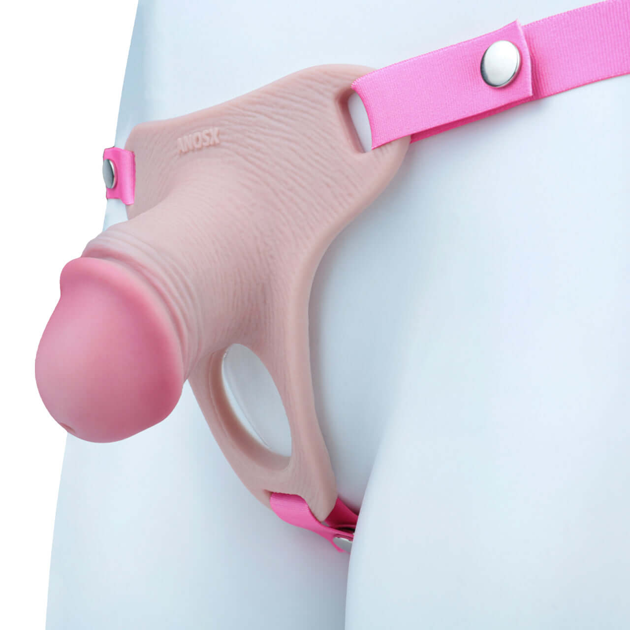 Pink Silicone Chastity Cage - Penis Profile - Full Exposure