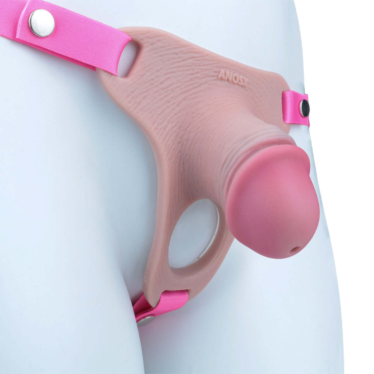 Pink Silicone Chastity Cage - Penis Profile - Full Exposure