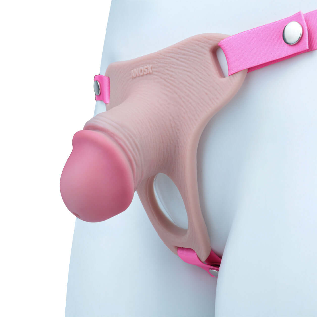Pink Silicone Chastity Cage - Penis Profile - Full Exposure