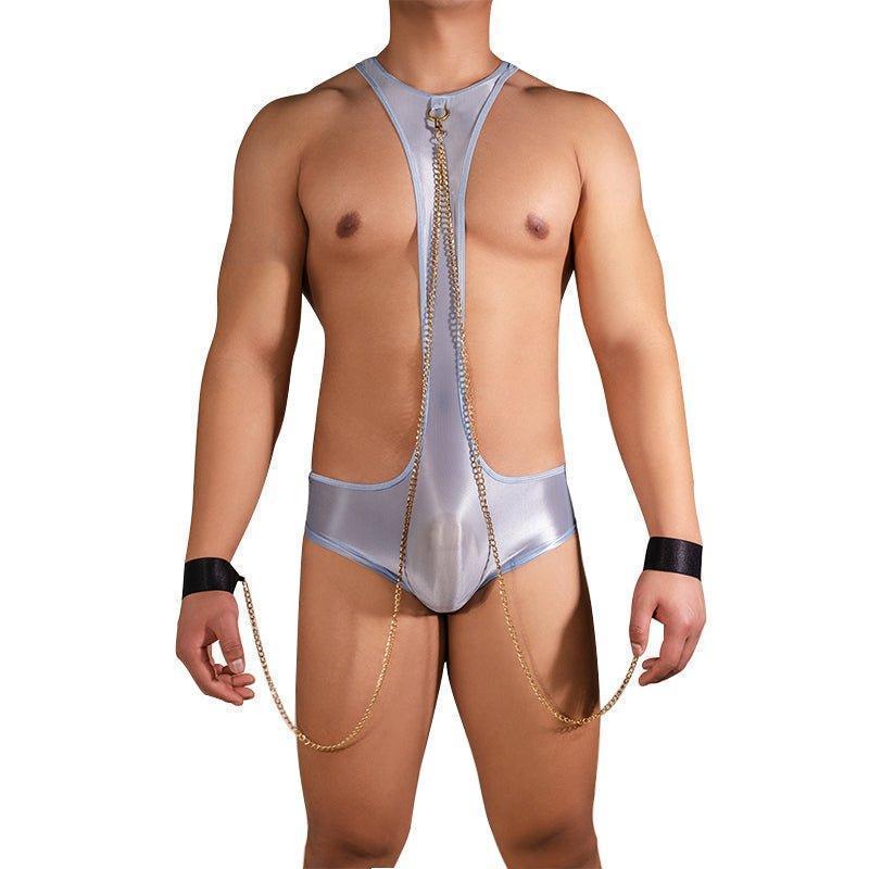 Men's Sheer Leotard with leash - Wonderlands