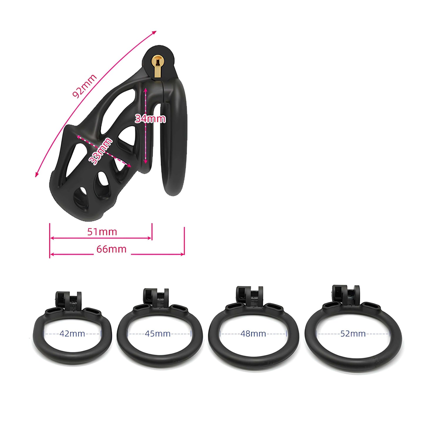 3D Printed Chastity Cage - ES6 - Black