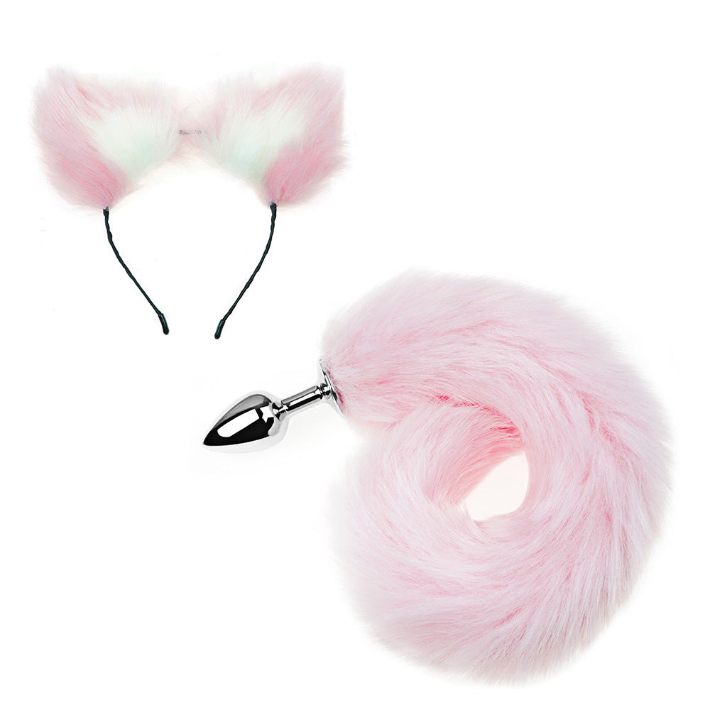 Pink Fox Tail Butt Plug With Ears Set