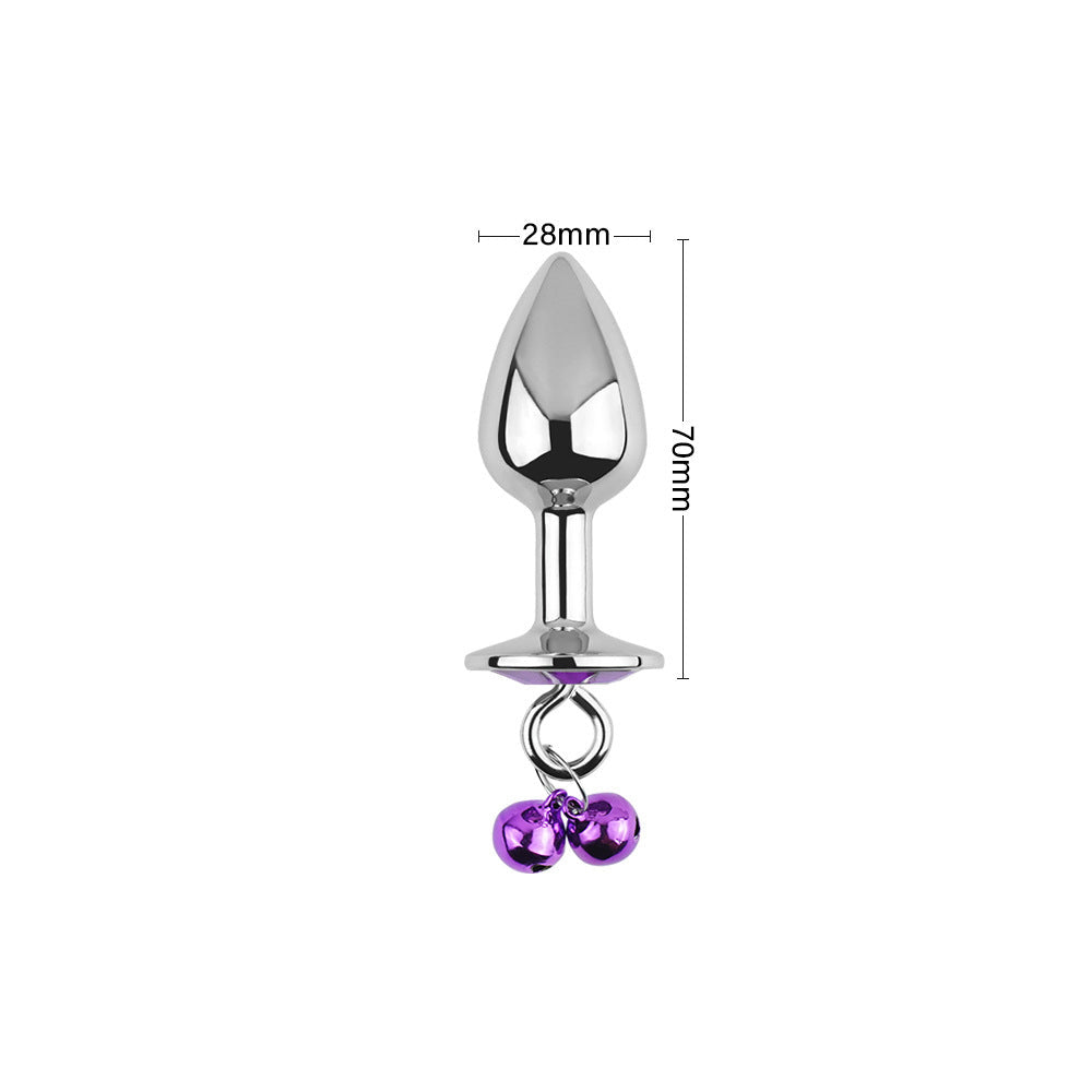 Purple Jeweled Butt Plug With Bells And Leash