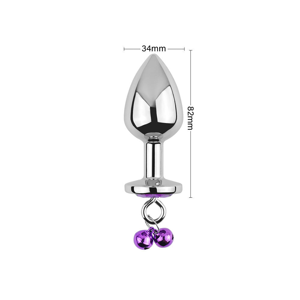 Purple Jeweled Butt Plug With Bells And Leash