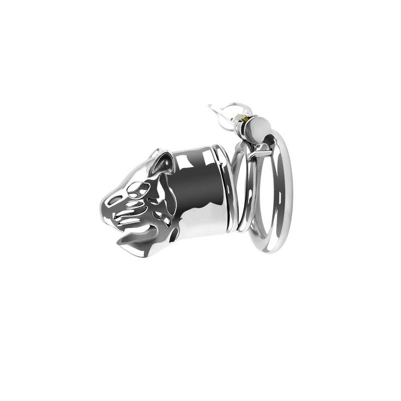 Side view of lion head chastity cage