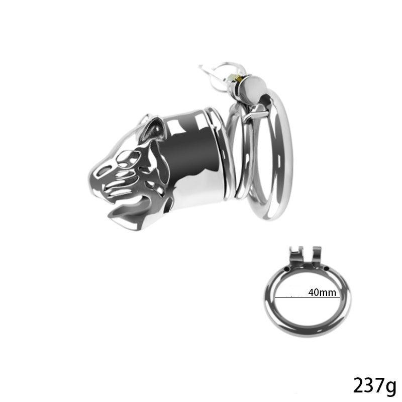 Metal lion head chastity cage with 40mm ring