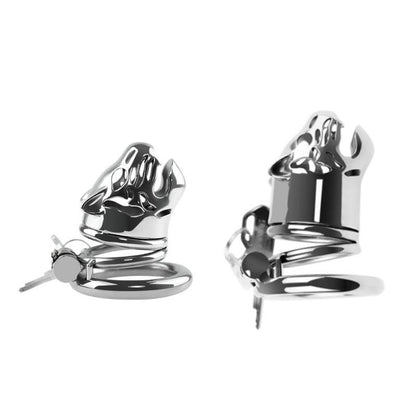 Stainless steel lion chastity cage with keys