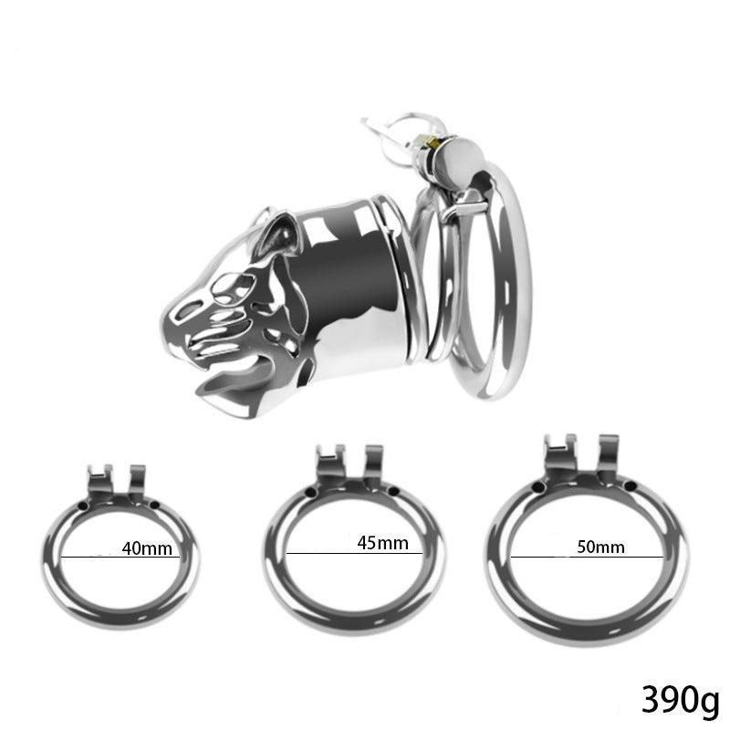 Lion head chastity cage with three ring sizes