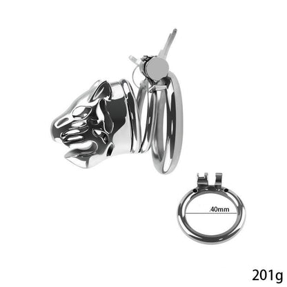 Chastity cage with lion design and 40mm ring