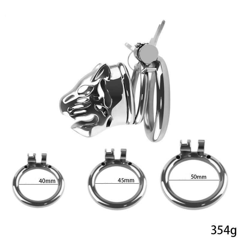 Lion head chastity cage with multiple ring sizes