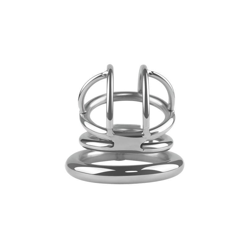 Front view of stainless steel chastity cage