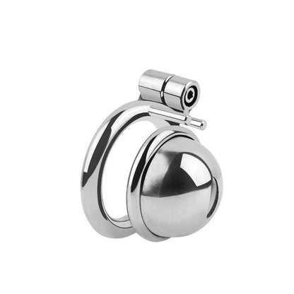 Durable stainless steel chastity cage, sleek finish.