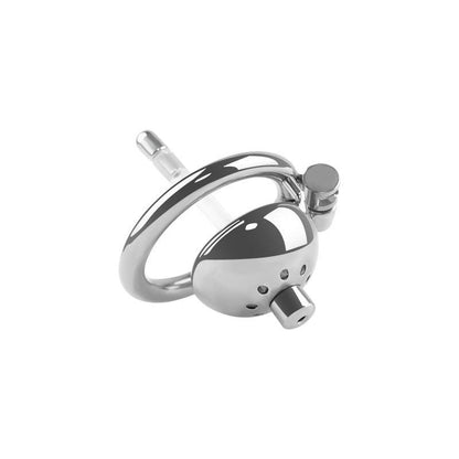 Compact stainless steel chastity cage with urethral tube