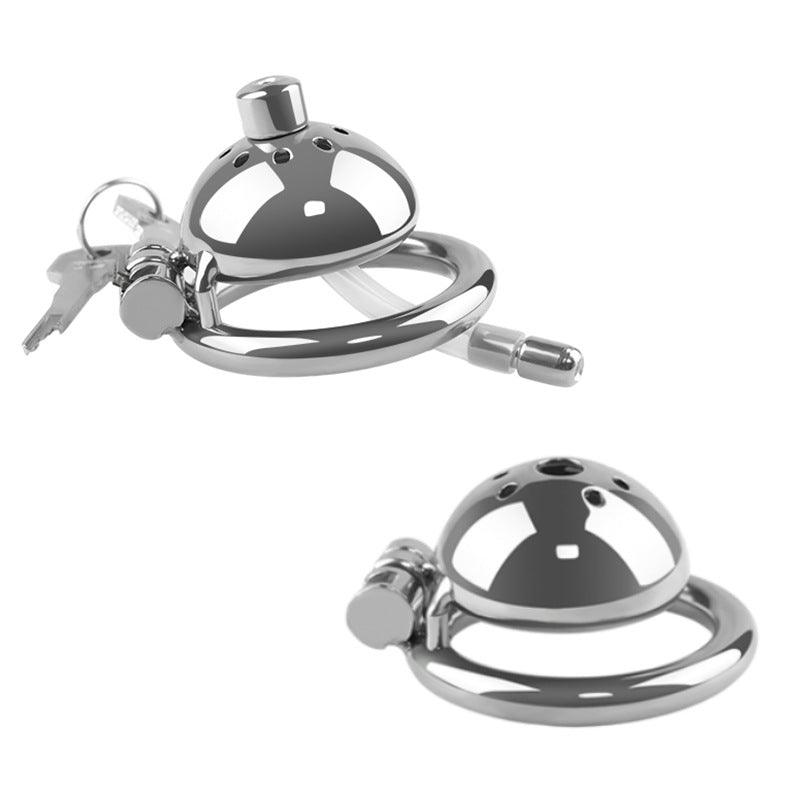 Stainless steel chastity cage with silicone tube and keys