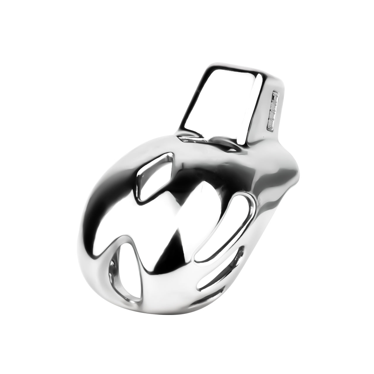 "Explore cuckold fantasies with this premium silver chastity cage."