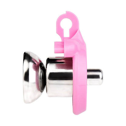 "A 3D printed chastity cage, pink chastity cage, and flat chastity cage shown together for secure and stylish male chastity."