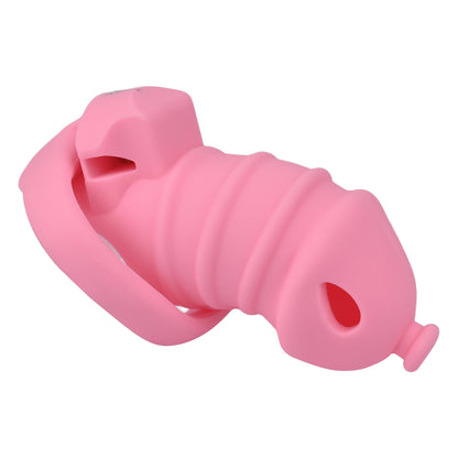 Pink Silicone Chastity Cage - M