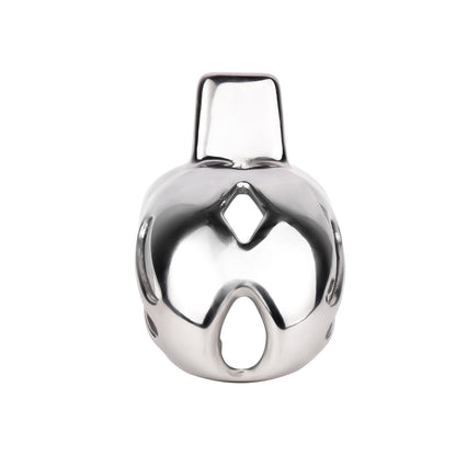 "Silver chastity cage for men – perfect for tease and denial."