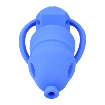 Blue Silicone Chastity Cage - M