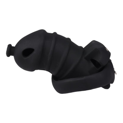 Black Silicone Chastity Cage - M