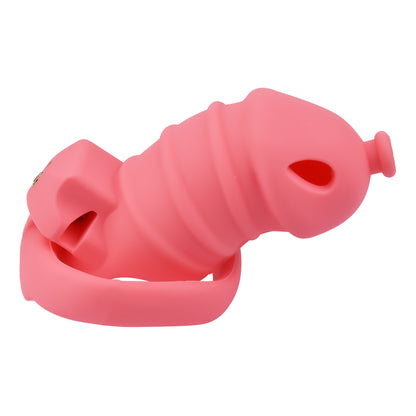 Red Silicone Chastity Cage - M