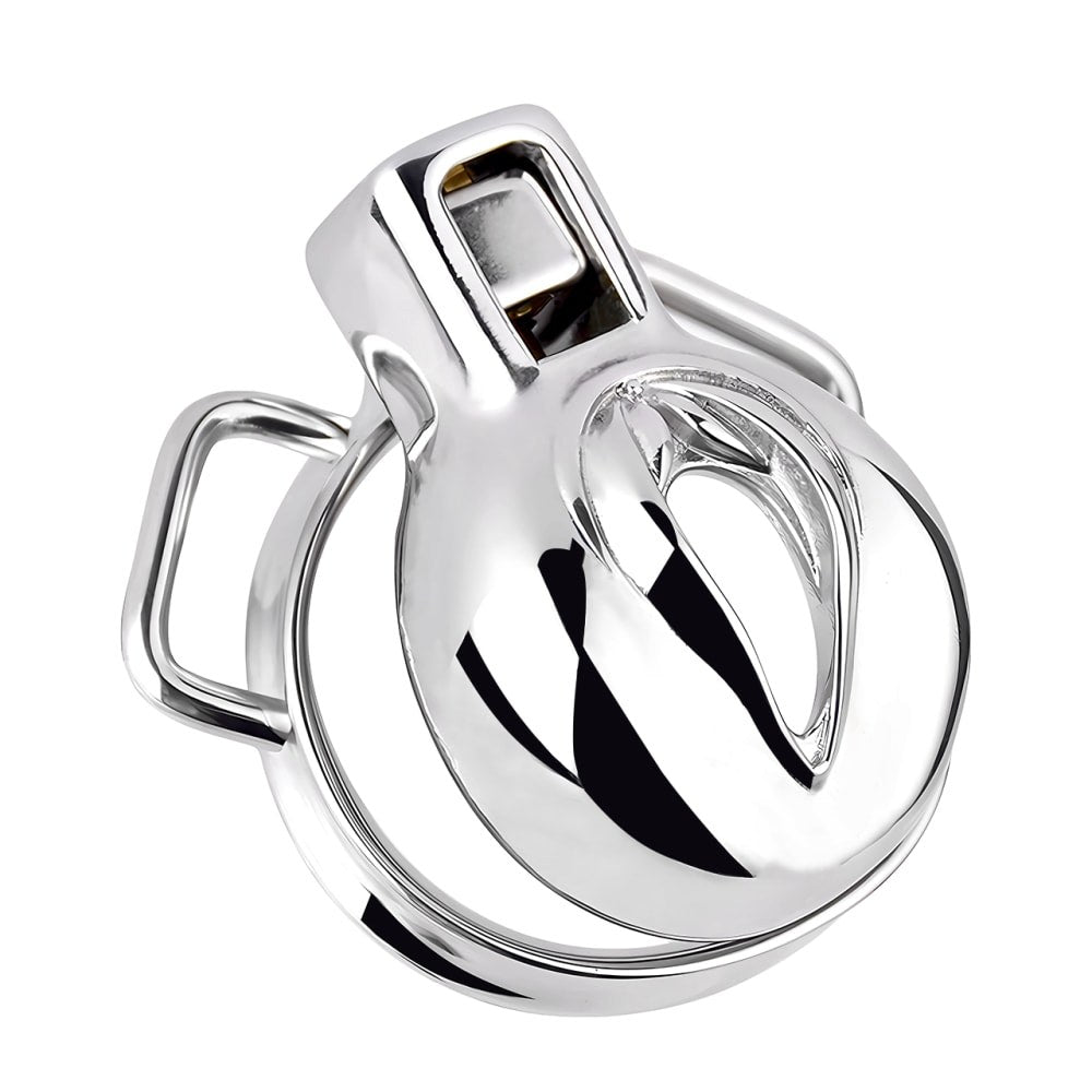 Sissy Metal Chastity Cage Flat Inverted With Belt Hold