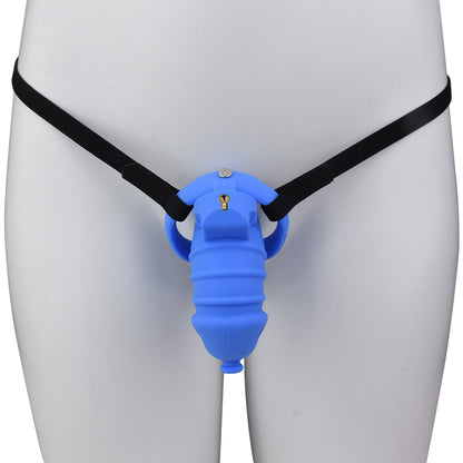 Blue Silicone Chastity Cage - M