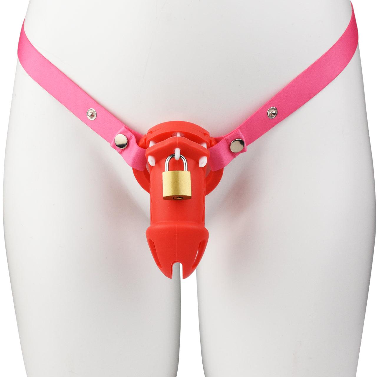 Silicone Chastity Cage - Red