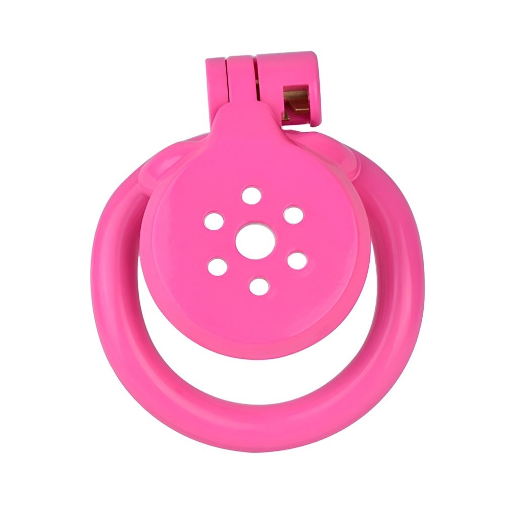 "Lightweight pink chastity cage crafted for male chastity devices and cock chastity."