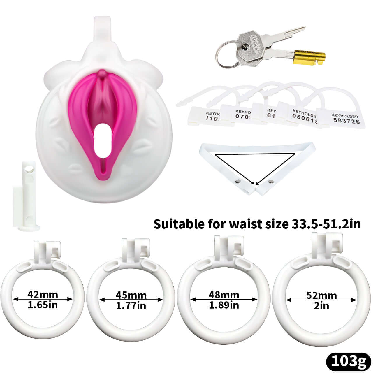 Comfort meets control with the sissy chastity cage, flat chastity cage, and femboy chastity device."  "Komfort trifft Kontrolle mit dem Sissy Chastity Cage, flachem Chastity Cage und femboy Chastity Gerät.