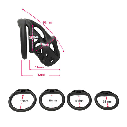 3D Printed Chastity Cage - Black - Hidden Lock