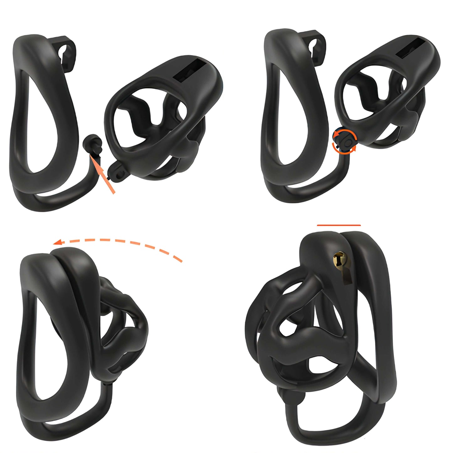 Pequeña jaula de castidad con soporte escrotal - Negra