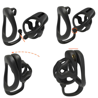 Pequeña jaula de castidad con soporte escrotal - Negra