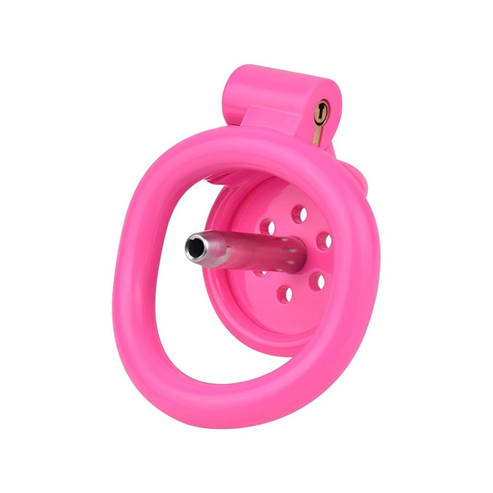 "Lightweight pink chastity cage perfect for femboy chastity and gay sph scenarios."