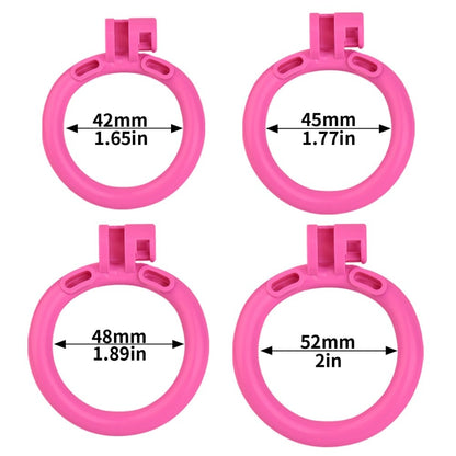 "Stylish pink chastity cage designed for permanent chastity and long-term wear."