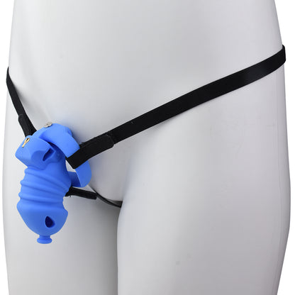 Blue Silicone Chastity Cage - Small