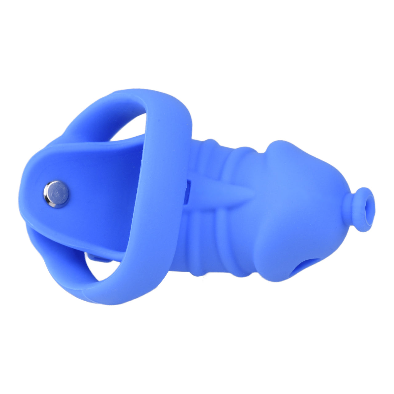 Blue Silicone Chastity Cage - M